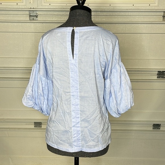 Loft Light Blue Puffy Sleeve Top Size Small - Picture 6 of 6